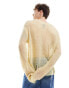 COLLUSION fine knit distressed jumper in light yellow