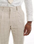 Shelby and Sons wainwright suit trousers in stone with windowpane check