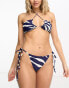 Фото #8 товара 4th & Reckless neena tie neck bikini top in navy zebra print