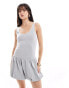 Фото #2 товара Miss Selfridge puffball cami mini dress in grey marl