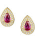 ფოტო #12 პროდუქტის Amethyst (5/8 ct. t.w.) & Lab-Grown White Sapphire (1/6 ct. t.w.) Pear Halo Stud Earrings in Sterling Silver (Also in Additional Gemstones)