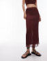 Фото #3 товара Topshop co-ord plisse straight midi skirt in maroon