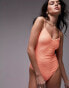 Фото #1 товара Topshop tie back strappy swimsuit in coral rib