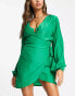 Фото #8 товара Public Desire wrap shirt beach summer dress in green