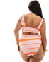 ASOS DESIGN Curve Mia crop bikini top in pink & orange stripe