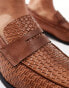 Фото #4 товара London Rebel X wide fit wide fit faux leather woven loafers in tan