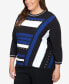 Фото #5 товара Plus Size Downtown Vibe Spliced Colorblock 3/4 Sleeve Sweater