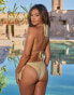 Moda Minx X Sophie Piper Boujee tie side bikini bottom in gold metallic