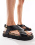 & Other Stories leather cross strap sandals in black