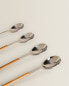 Set of dessert spoons with wood-effect handle