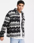 ASOS DESIGN longline wool blend harrington jacket in aztec print