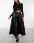 ASOS DESIGN faux leather full prom midi skirt in black