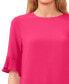 Women's Ruffled Cuff 3/4-Sleeve Crew Neck Blouse