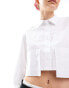 Miss Selfridge poplin cropped dropped pocket shirt in white