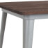 Фото #2 товара 36" Square Silver Metal Indoor Table With Walnut Rustic Wood Top