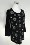 Karen Scott Women's Scoop Neck Embellished Studded 3/4 Sleeve Top Black S