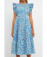 Women's Floral Back Cut-out Midi Dress