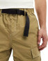 ASOS DESIGN cargo short with belt detail in khaki Зеленый, XS - W30 - фото #5