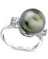 ფოტო #1 პროდუქტის Cultured Tahitian Pearl (11mm) & Diamond (1/5 ct. t.w.) in 14k White Gold