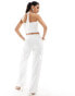 Kaiia linen look wide leg pocket detail trousers co-ord in white