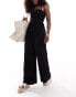 ASOS DESIGN shirred bandeau beach jumpsuit in black