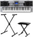 Фото #1 товара McGrey PK-6110 Keyboard Set Including Height-Adjustable Stand and Bench (61 Keys, 100 Tones, 100 Rhythms, 10 Demo Songs, Power Supply, Music Holder)