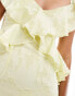 Pretty Lavish jacquard floral ruffle midaxi dress in butter lemon Zitronen-Buttergelb, 36 - фото #3