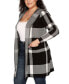 ფოტო #3 პროდუქტის Plus Size Hooded Plaid Coatigan Sweater