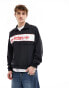 Adidas Originals linear logo half zip sweatshirt in black, white and red Черный, S - фото #3