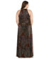 ფოტო #2 პროდუქტის Plus Size Pleated Metallic Halter Gown