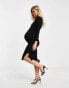 Фото #4 товара Flounce Maternity basic jersey midi dress with long sleeve in black