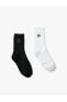 Papatya İşlemeli Soket Çorap Seti 2'li Çok Renkli