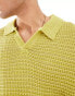 Reclaimed Vintage boxy cropped crochet polo in green grün, L - фото #2