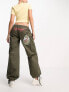 Ed Hardy low rise cargo trousers with dragon embroidery in olive