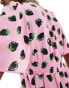 Monki short sleeve mini sun dress with v neck in pink and black strawberry print