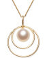 ფოტო #1 პროდუქტის Cultured Freshwater Pearl (8mm) Double Loop 18" Pendant Necklace in 18k Gold-Plated Sterling Silver