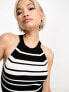 Фото #1 товара Only racer neck top in black and white stripe