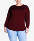 Фото #1 товара Plus Size Tully Curved Hem Long Sleeve Sweater