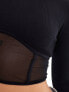 Фото #5 товара Miss Selfridge seamless long sleeve crop top with mesh corset panel in black