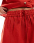 Фото #4 товара Wednesday's Girl tie waist cotton co-ord shorts in bright red