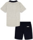 Фото #1 товара Toddler Boys Cotton Heather Jersey Polo Shirt & Twill Shorts, 2 Piece Set