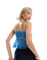 Reclaimed Vintage mesh and lace cami in blue floral