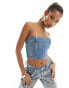 Simmi metallic denim bandeau corset top co-ord in blue BLAU, 40 - фото #1