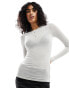 Weekday soft semi sheer long sleeve t-shirt in off-white