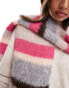 ASOS DESIGN scarf with pink and grey stripe design