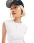 Weekday Lara slim fit top with cap sleeves in white weiß, S - EU 36-38 - фото #2