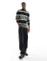 Fred Perry long sleeve polo shirt in thick green and black stripes