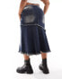 COLLUSION Plus exposed seam denim midi skirt