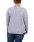 Фото #2 товара Plus Size Long Sleeve Ribbed Button Detail Top