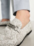 ASOS DESIGN loafers in silver velvet with gunmetal chain detail